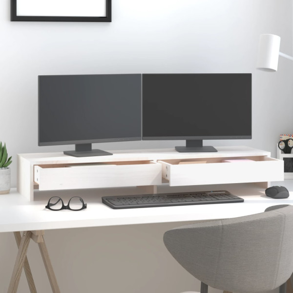 Suporte para monitor 100x27x15 cm pinho maciço branco M 3