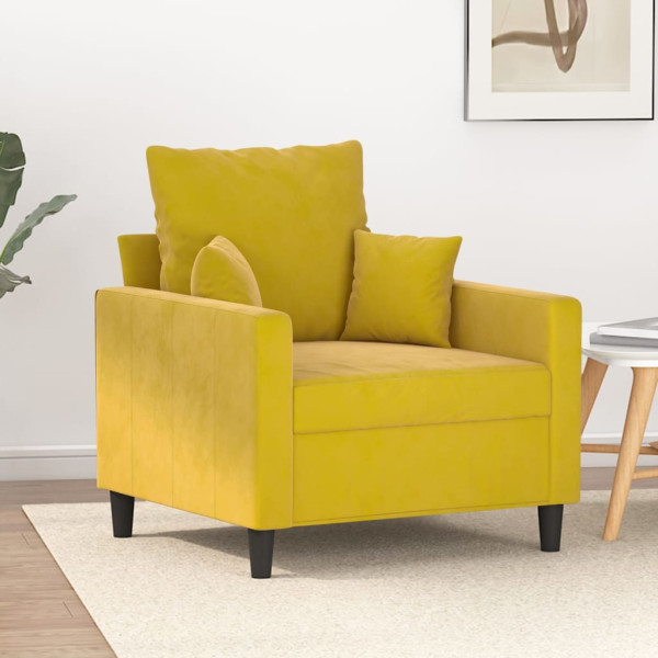 Sillón de terciopelo amarillo 60 cm D