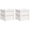 Vasos/floreiras de jardim 2 pcs madeira de pinho maciça branco 2