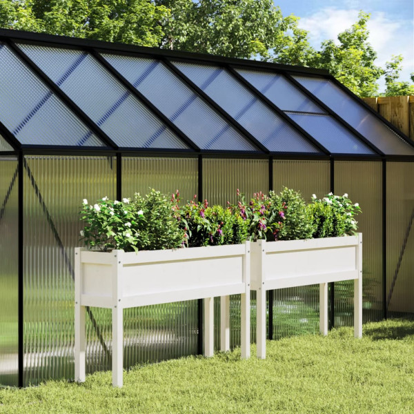 Jardineras exterior con patas 2 uds madera maciza pino blanco D