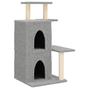 Árvore p/ gatos c/ postes arranhadores sisal 97 cm cinza-claro H