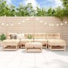 Juego de muebles de jardín 7 piezas madera maciza de pino 1