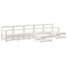 7 pcs conjunto lounge de jardim pinho maciço branco 2