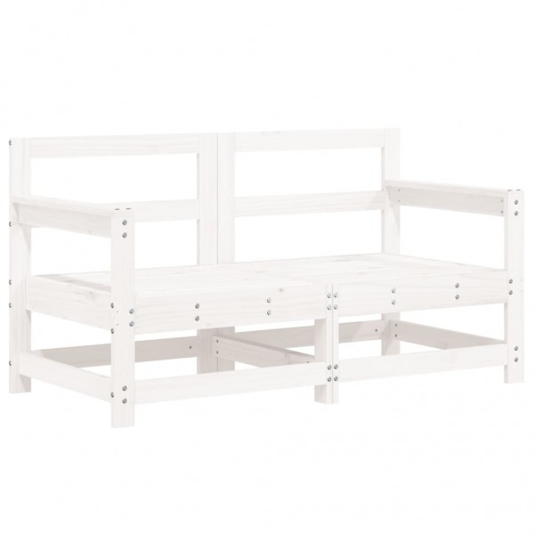 7 pcs conjunto lounge de jardim pinho maciço branco M 3