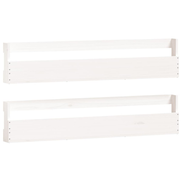 Sapateiras de parede 2 pcs 110x9x23 cm pinho maciço branco M 2
