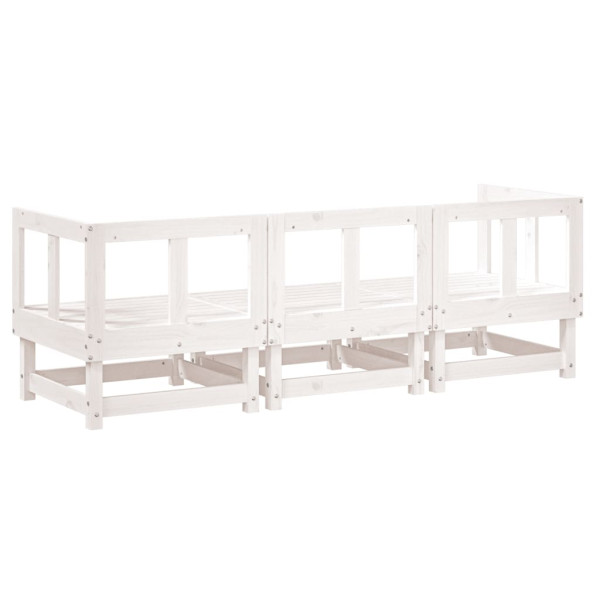 3 pcs conjunto lounge de jardim madeira de pinho maciça branco M 3