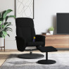 Sillón reclinable de masaje con reposapiés terciopelo negro 1