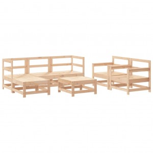 7 pcs conjunto lounge de jardim pinho maciço H