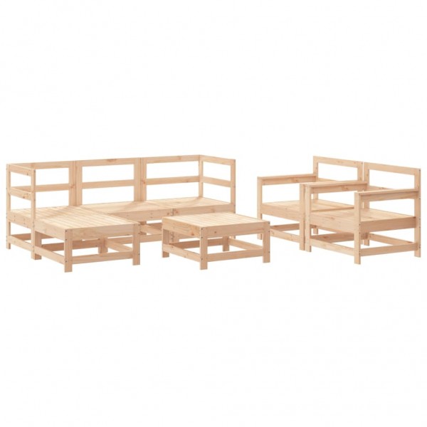Juego de muebles de jardín 7 piezas madera maciza de pino M 2