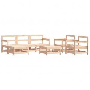 7 pcs conjunto lounge de jardim pinho maciço H