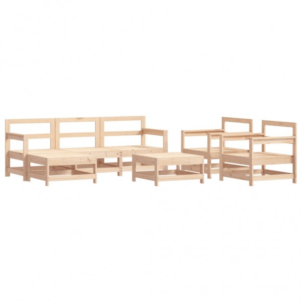 7 pcs conjunto lounge de jardim pinho maciço M 2