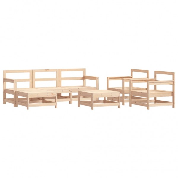 7 pcs conjunto lounge de jardim pinho maciço M 2