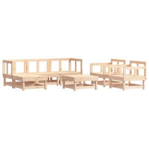 7 pcs conjunto lounge de jardim pinho maciço H