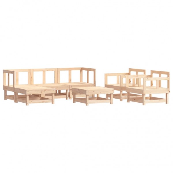 7 pcs conjunto lounge de jardim pinho maciço M 2