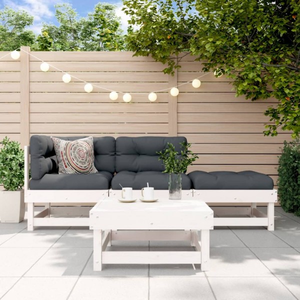 Juego de muebles de jardín 4 pzas madera maciza de pino blanco D