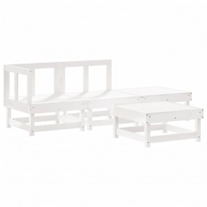 4 pcs conjunto lounge de jardim madeira de pinho maciça branco H