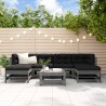 Juego de muebles de jardín 7 piezas madera maciza de pino gris 1