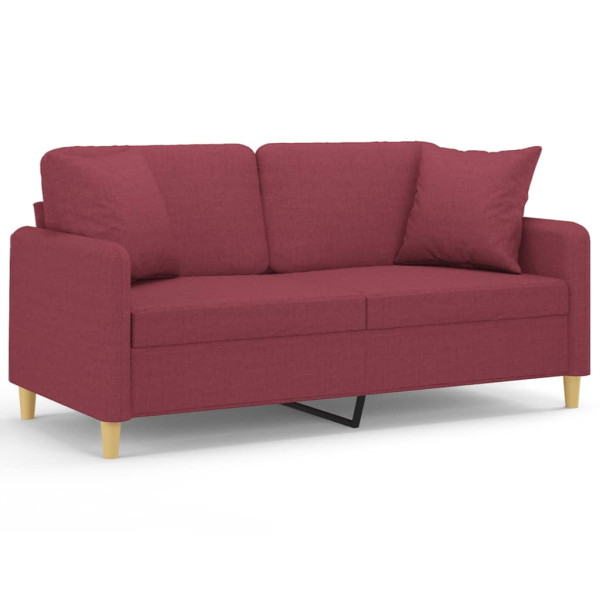 Sofá 2 lug. + almofadas decorativas 140cm tecido vermelho tinto M 2