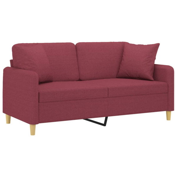 Sofá 2 lug. + almofadas decorativas 140cm tecido vermelho tinto M 3