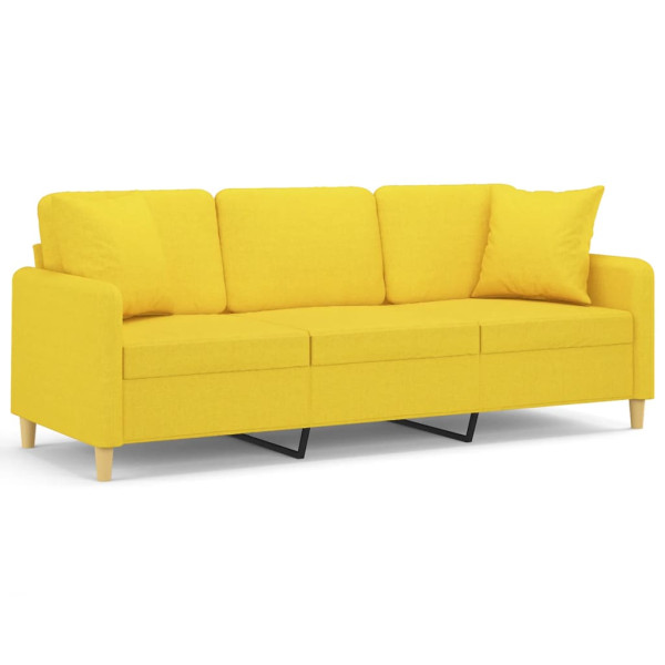 Sofá 3 lugares + almofadas decoração 180cm tecido amarelo-claro M 2