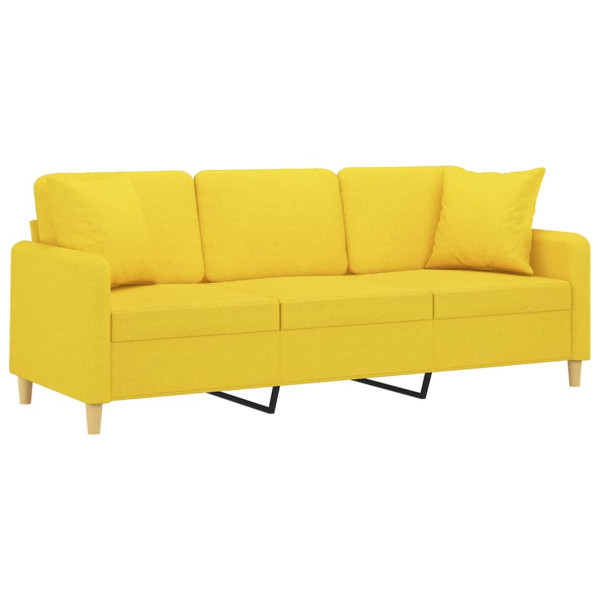Sofá 3 lugares + almofadas decoração 180cm tecido amarelo-claro M 3