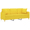 Sofá 3 lugares + almofadas decoração 180cm tecido amarelo-claro 3