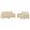 2 pcs conjunto de sofás com almofadões tecido cor creme 2