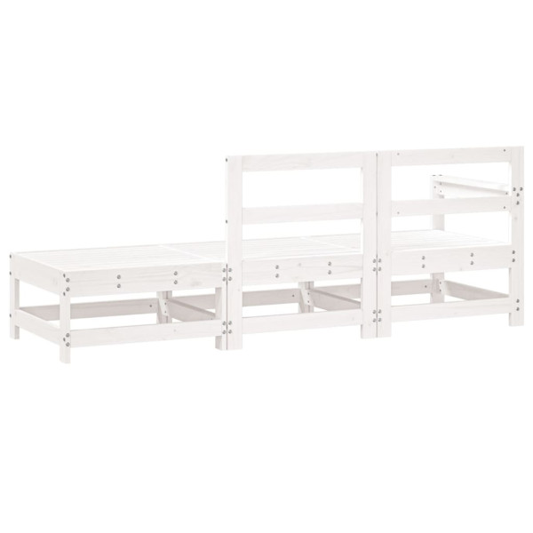 3 pcs conjunto lounge de jardim madeira de pinho maciça branco M 3