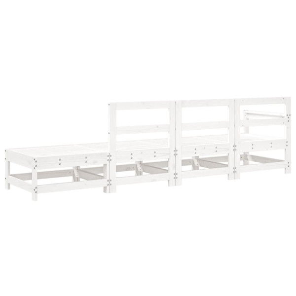 4 pcs conjunto lounge de jardim madeira de pinho maciça branco M 3
