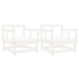 Cadeiras de jardim 2 pcs madeira de pinho maciça branco H