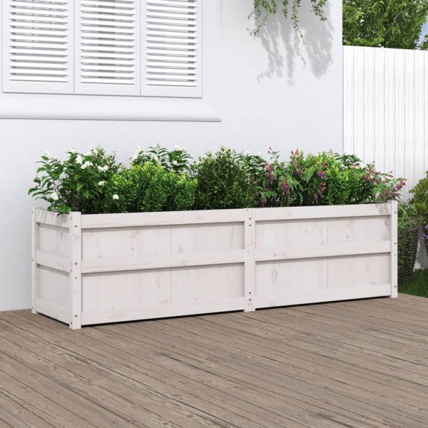 Jardinera de madera maciza de pino blanca 180x50x50 cm D