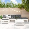 6 pcs conjunto lounge de jardim pinho maciço branco 1