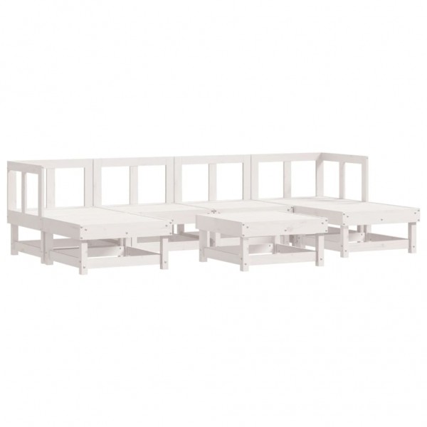 Conjunto de mobília de jardim 7 pzas madeira maciça de pinho branco M 2