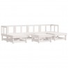 Conjunto de mobília de jardim 7 pzas madeira maciça de pinho branco 2