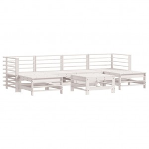 7 pcs conjunto lounge de jardim pinho maciço branco H