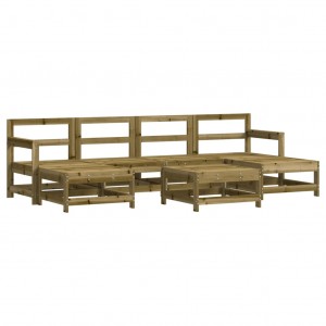 7 pcs conjunto lounge de jardim madeira de pinho impregnada H