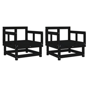 Cadeiras de jardim 2 pcs madeira de pinho maciça preto H