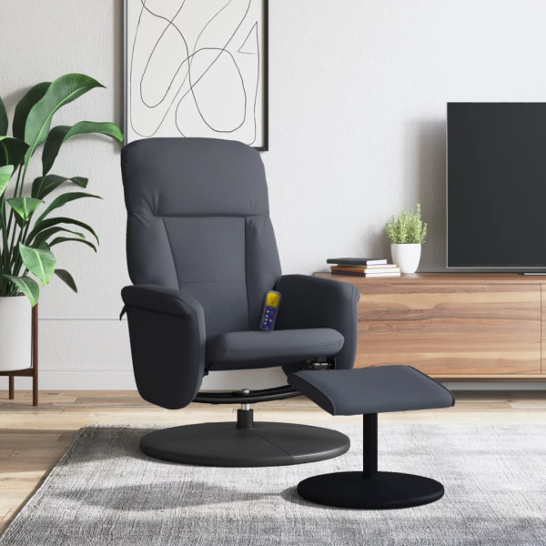 Sillón reclinable masaje con reposapiés terciopelo gris oscuro D