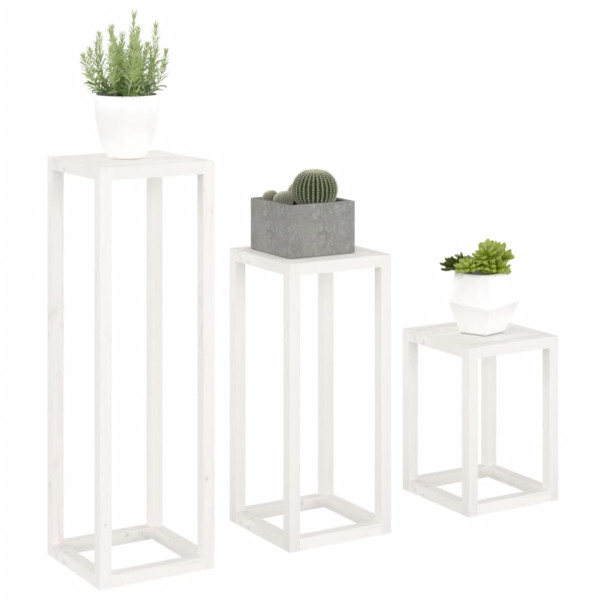 3 pcs conjunto de suporte plantas pinho maciço branco M 4
