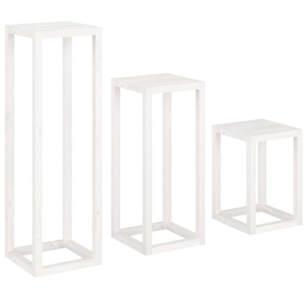3 pcs conjunto de suporte plantas pinho maciço branco M 5