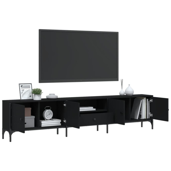 Mueble de TV con cajón madera de ingeniería negro 200x25x44 cm M 4