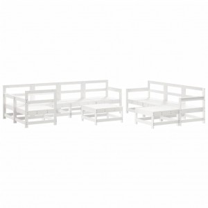 10 pcs conjunto lounge de jardim pinho maciço branco H