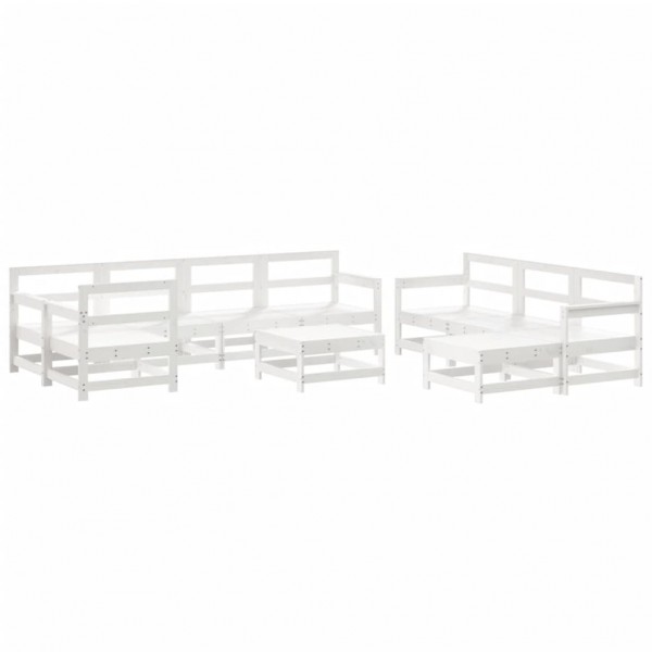 10 pcs conjunto lounge de jardim pinho maciço branco M 2