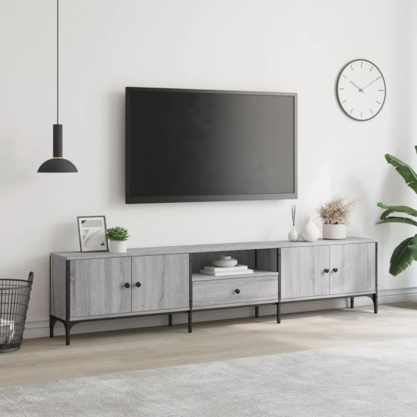 Mueble de TV cajón madera ingeniería gris Sonoma 200x25x44 cm M 3