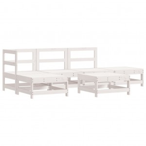 6 pcs conjunto lounge de jardim pinho maciço branco H