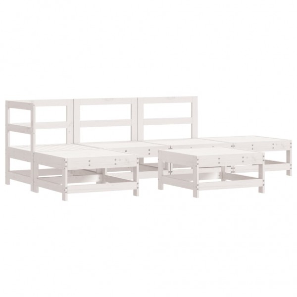 6 pcs conjunto lounge de jardim pinho maciço branco M 2