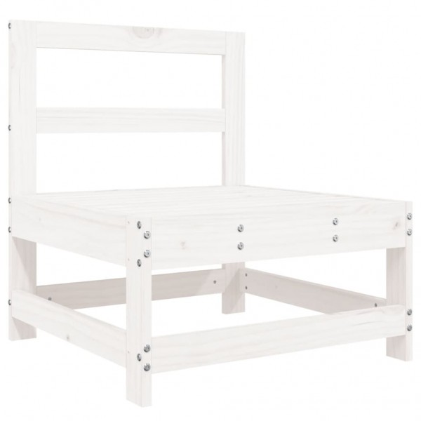 6 pcs conjunto lounge de jardim pinho maciço branco M 4