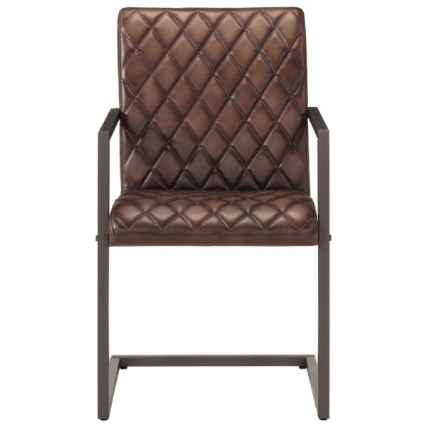 Cadeiras de jantar cantilever 2 pcs couro genuíno castanho M 3
