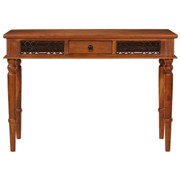 Mesa com caixote de madeira maciça de acacia 110x50x76 cm M 3