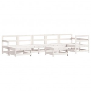 8 pcs conjunto lounge de jardim pinho maciço branco H